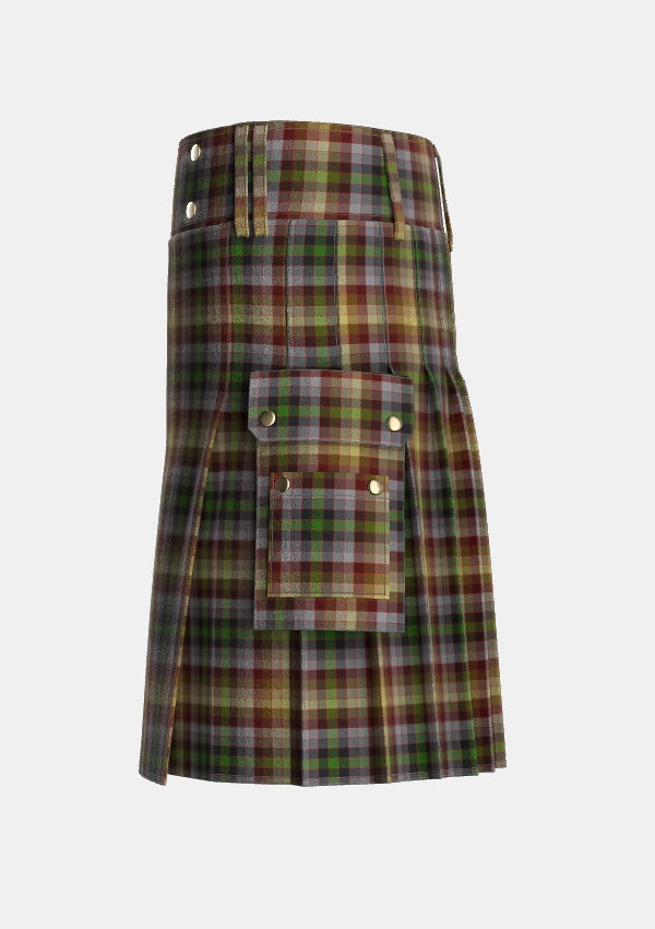 Utility_MacKay_of_Strathnaver_Tartan_2037_kilt_left_image_with_pleated_design_and_adjustable_buckles_for_men