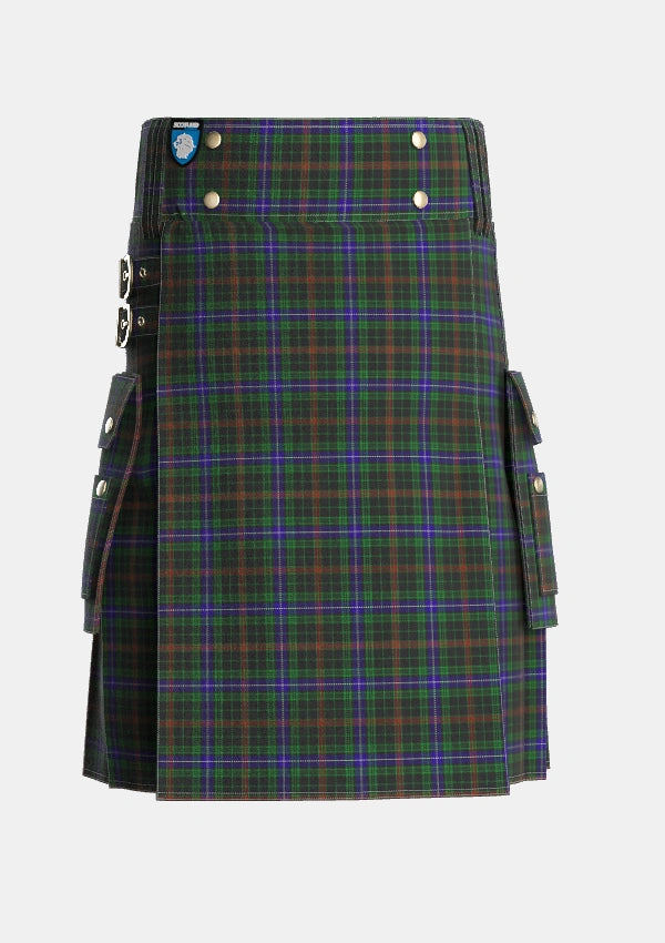 Utility_MacKean_Hunting_Tartan_985_kilt_front_image_with_pleated_design_and_adjustable_buckles_for_men