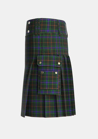 Utility_MacKean_Hunting_Tartan_985_kilt_left_image_with_pleated_design_and_adjustable_buckles_for_men