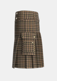 Utility_MacKenzie_Hunting_Brown_Tartan_5905_kilt_left_image_with_pleated_design_and_adjustable_buckles_for_men