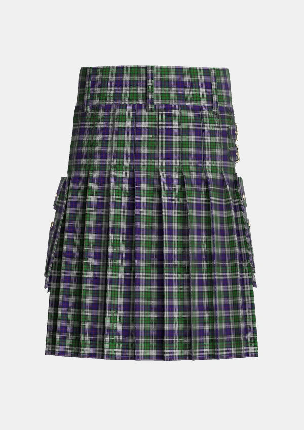 Utility_MacKinlay_Dress_Tartan_4564_kilt_back_image_with_pleated_design_and_adjustable_buckles_for_men