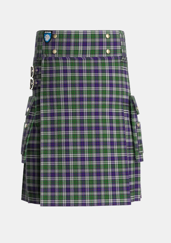 Utility_MacKinlay_Dress_Tartan_4564_kilt_front_image_with_pleated_design_and_adjustable_buckles_for_men