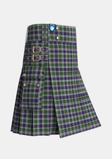 Utility_MacKinlay_Dress_Tartan_4564_kilt_side_image_with_pleated_design_and_adjustable_buckles_for_men