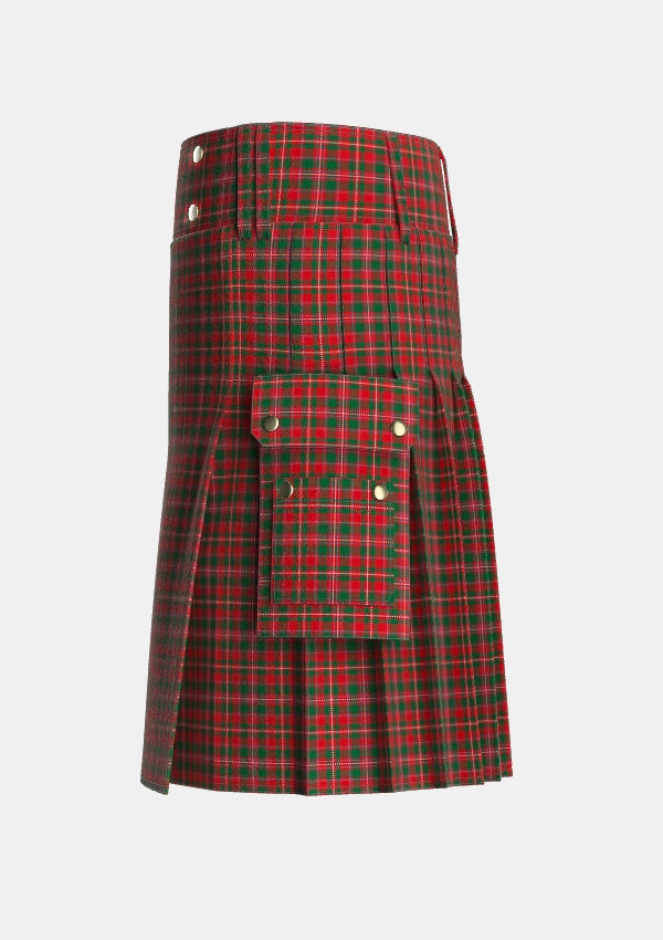 Utility_MacKinnon_1845_Tartan_1837_kilt_left_image_with_pleated_design_and_adjustable_buckles_for_men