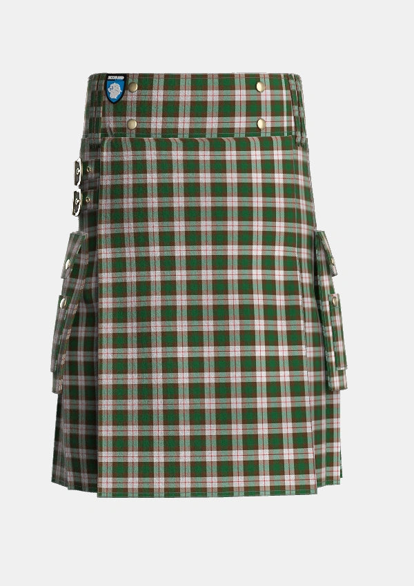 Utility_MacKinnon_Dress_Tartan_921_kilt_front_image_with_pleated_design_and_adjustable_buckles_for_men