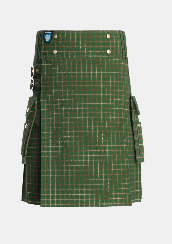 Utility_MacKinnon_Hunting_2_Tartan_1542_kilt_front_image_with_pleated_design_and_adjustable_buckles_for_men