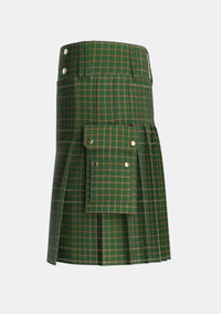 Utility_MacKinnon_Hunting_2_Tartan_1542_kilt_left_image_with_pleated_design_and_adjustable_buckles_for_men