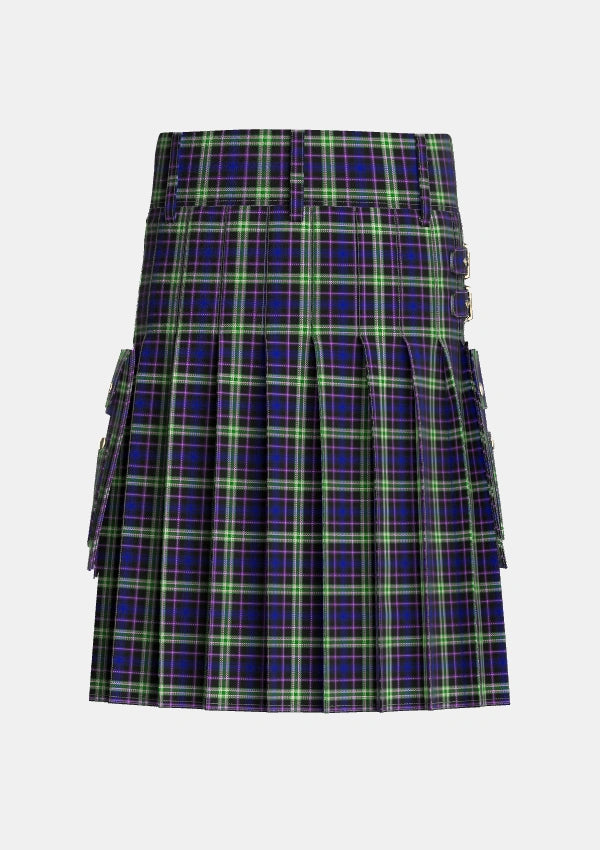 Utility_MacKusick_Tartan_2143_kilt_back_image_with_pleated_design_and_adjustable_buckles_for_men