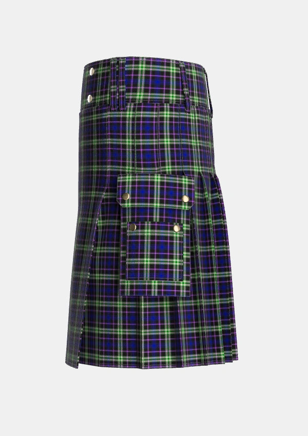 Utility_MacKusick_Tartan_2143_kilt_left_image_with_pleated_design_and_adjustable_buckles_for_men