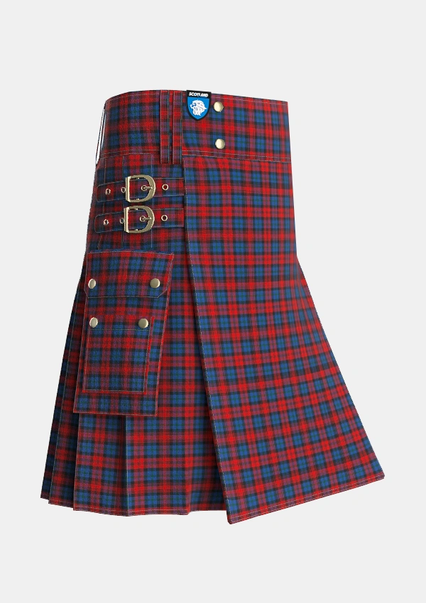 Utility_MacLachlan_2_Tartan_1594_kilt_side_image_with_pleated_design_and_adjustable_buckles_for_men