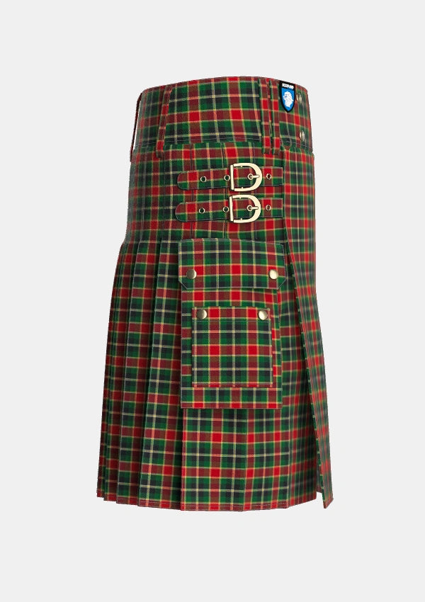 Utility_MacLachlan_3_Tartan_1710_kilt_right_image_with_pleated_design_and_adjustable_buckles_for_men