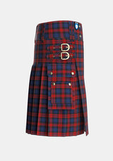 Utility_MacLachlan_Two_Tartan_732_kilt_right_image_with_pleated_design_and_adjustable_buckles_for_men