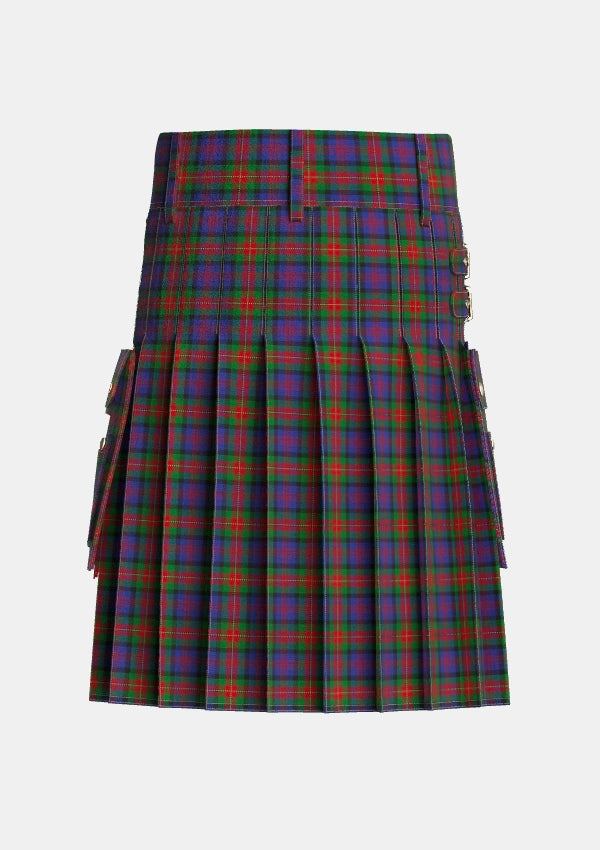 Utility_MacLagan_of_Glenquiech_Tartan_7813_kilt_back_image_with_pleated_design_and_adjustable_buckles_for_men