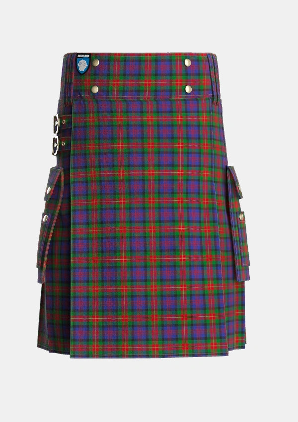 Utility_MacLagan_of_Glenquiech_Tartan_7813_kilt_front_image_with_pleated_design_and_adjustable_buckles_for_men