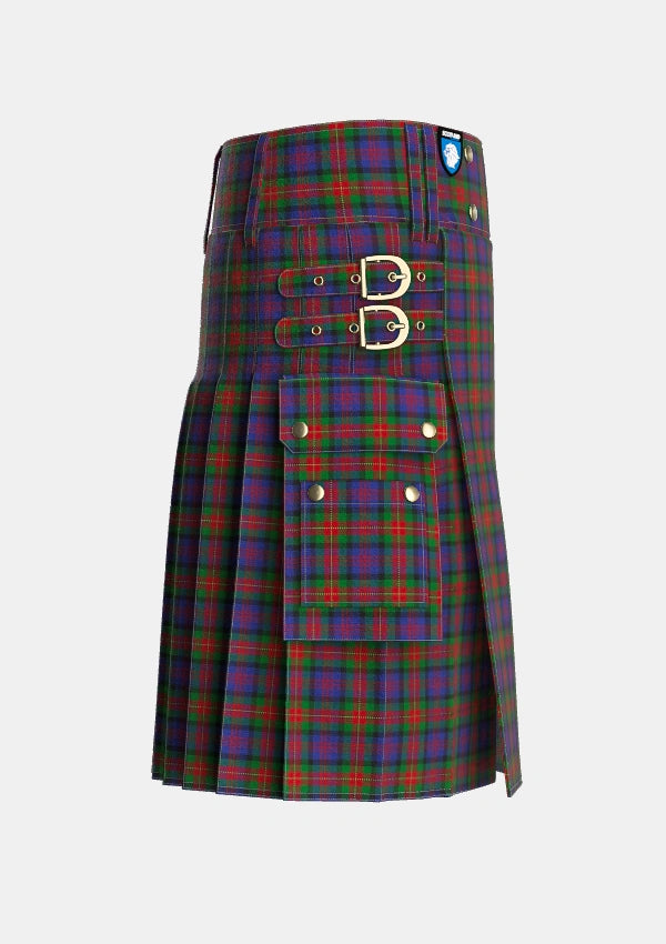 Utility_MacLagan_of_Glenquiech_Tartan_7813_kilt_right_image_with_pleated_design_and_adjustable_buckles_for_men