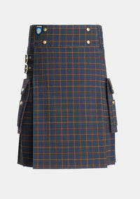 Utility_MacLaine_of_Lochbuie_Hunting_Tartan_491_kilt_front_image_with_pleated_design_and_adjustable_buckles_for_men