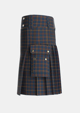 Utility_MacLaine_of_Lochbuie_Hunting_Tartan_491_kilt_left_image_with_pleated_design_and_adjustable_buckles_for_men