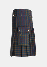 Utility_MacLaine_of_Lochbuie_Hunting_Tartan_491_kilt_left_image_with_pleated_design_and_adjustable_buckles_for_men