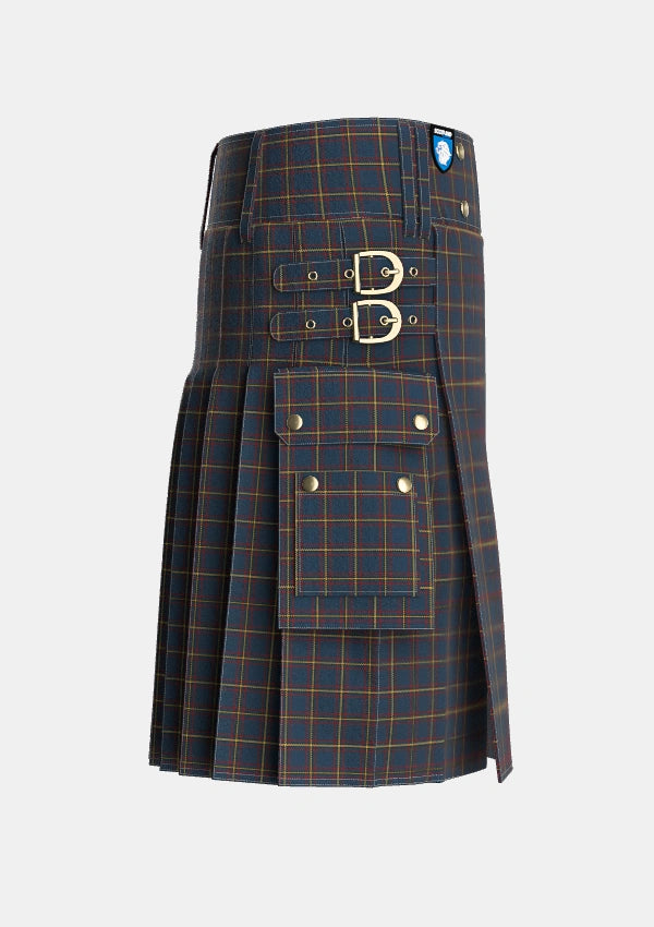 Utility_MacLaine_of_Lochbuie_Hunting_Tartan_491_kilt_right_image_with_pleated_design_and_adjustable_buckles_for_men
