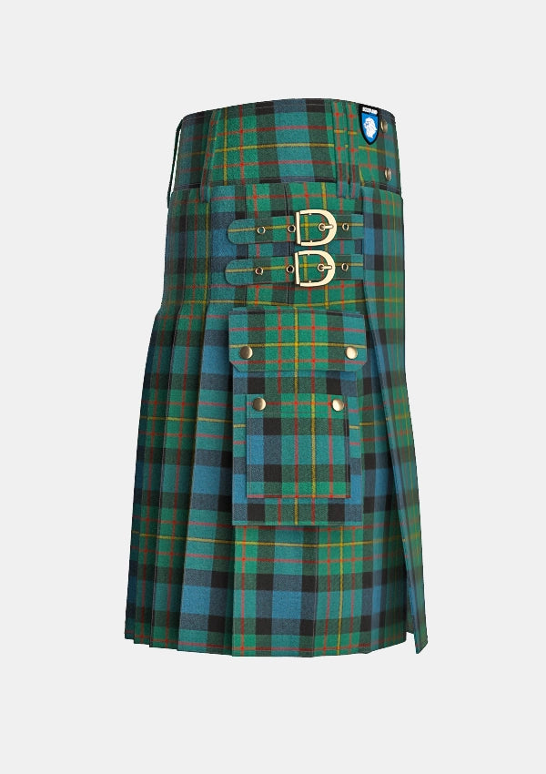 Utility_MacLaren_Ancient_Tartan_kilt_right_image_with_pleated_design_and_adjustable_buckles_for_men