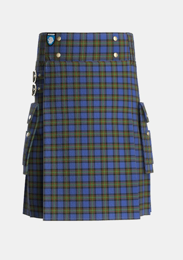 Utility_MacLaurin_of_Brioch_Tartan_344_kilt_front_image_with_pleated_design_and_adjustable_buckles_for_men
