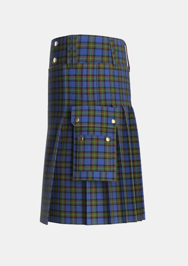 Utility_MacLaurin_of_Brioch_Tartan_344_kilt_left_image_with_pleated_design_and_adjustable_buckles_for_men