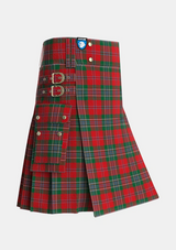 Utility_MacLean_Two_Tartan_1143_kilt_side_image_with_pleated_design_and_adjustable_buckles_for_men