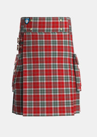 Utility_MacLean_of_Duart_Dress_2_Tartan_1210_kilt_front_image_with_pleated_design_and_adjustable_buckles_for_men