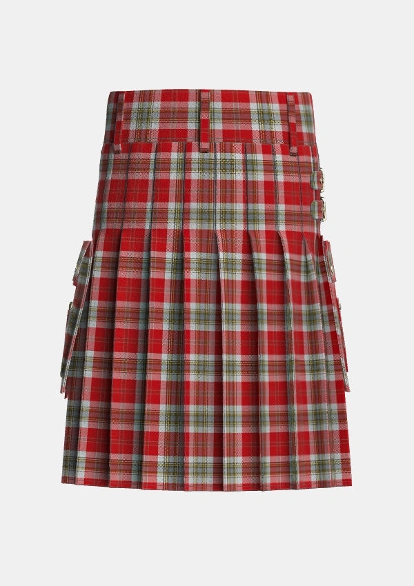 Utility_MacLean_of_Duart_Dress_Red_Tartan_1298_kilt_back_image_with_pleated_design_and_adjustable_buckles_for_men