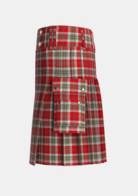 Utility_MacLean_of_Duart_Dress_Red_Tartan_1298_kilt_left_image_with_pleated_design_and_adjustable_buckles_for_men