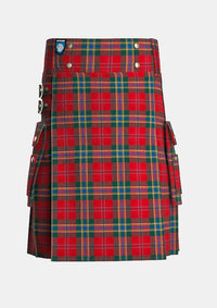Utility_MacLean_of_Duart_Modern_Tartan_kilt_front_image_with_pleated_design_and_adjustable_buckles_for_men