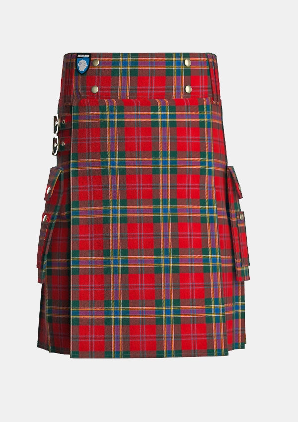 Utility_MacLean_of_Duart_Modern_Tartan_kilt_front_image_with_pleated_design_and_adjustable_buckles_for_men