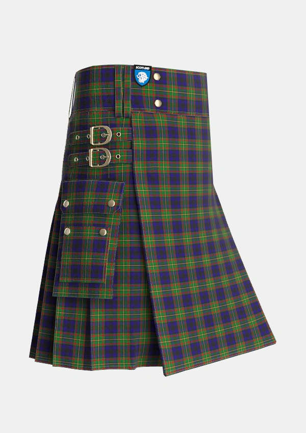 Utility_MacLeish_Tartan_5689_kilt_side_image_with_pleated_design_and_adjustable_buckles_for_men