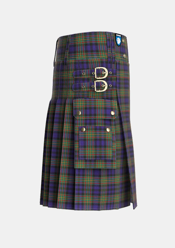 Utility_MacLellan_2_Tartan_323_kilt_right_image_with_pleated_design_and_adjustable_buckles_for_men