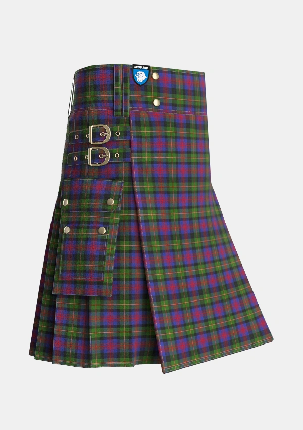 Utility_MacLennan_2_Tartan_1429_kilt_side_image_with_pleated_design_and_adjustable_buckles_for_men