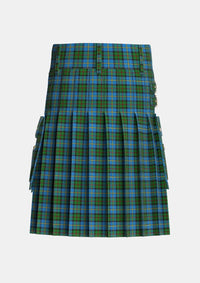 Utility_MacLeod_Green_Tartan_1583_kilt_back_image_with_pleated_design_and_adjustable_buckles_for_men