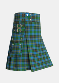 Utility_MacLeod_Green_Tartan_1583_kilt_side_image_with_pleated_design_and_adjustable_buckles_for_men