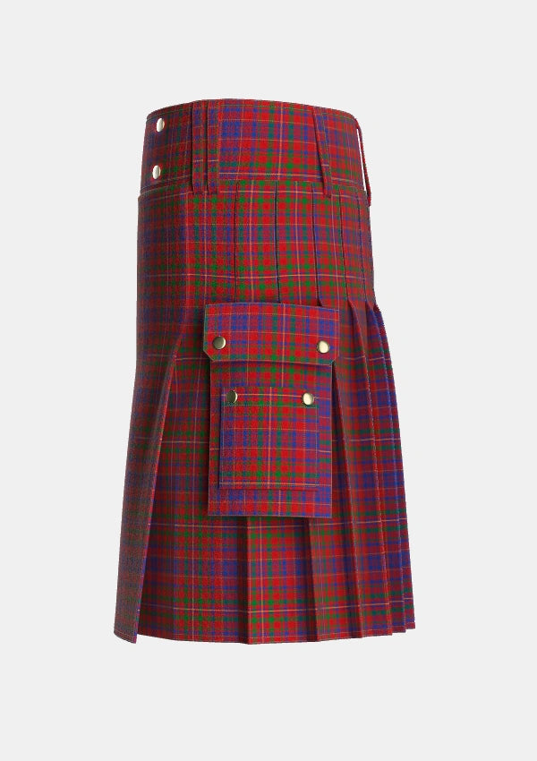 Utility_MacLeod_Red_Tartan_496_kilt_left_image_with_pleated_design_and_adjustable_buckles_for_men