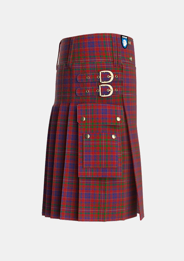 Utility_MacLeod_Red_Tartan_496_kilt_right_image_with_pleated_design_and_adjustable_buckles_for_men