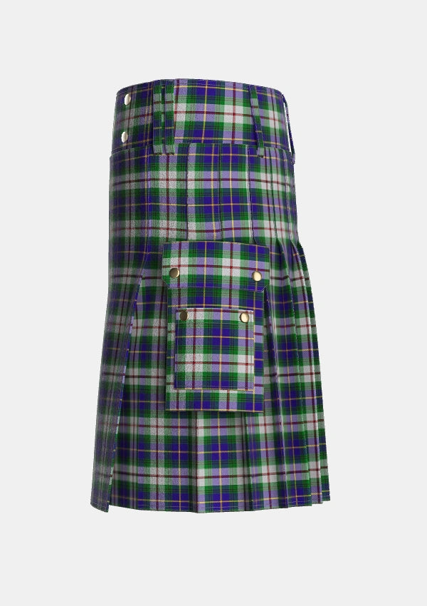 Utility_MacLeod_of_California_Tartan_1623_kilt_left_image_with_pleated_design_and_adjustable_buckles_for_men