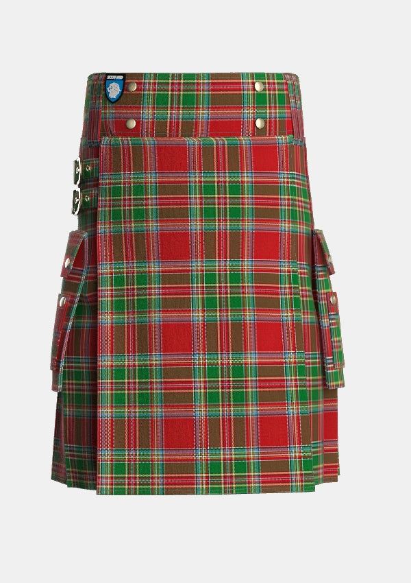 Utility_MacLeod_of_Gesto_1_Tartan_1258_kilt_front_image_with_pleated_design_and_adjustable_buckles_for_men
