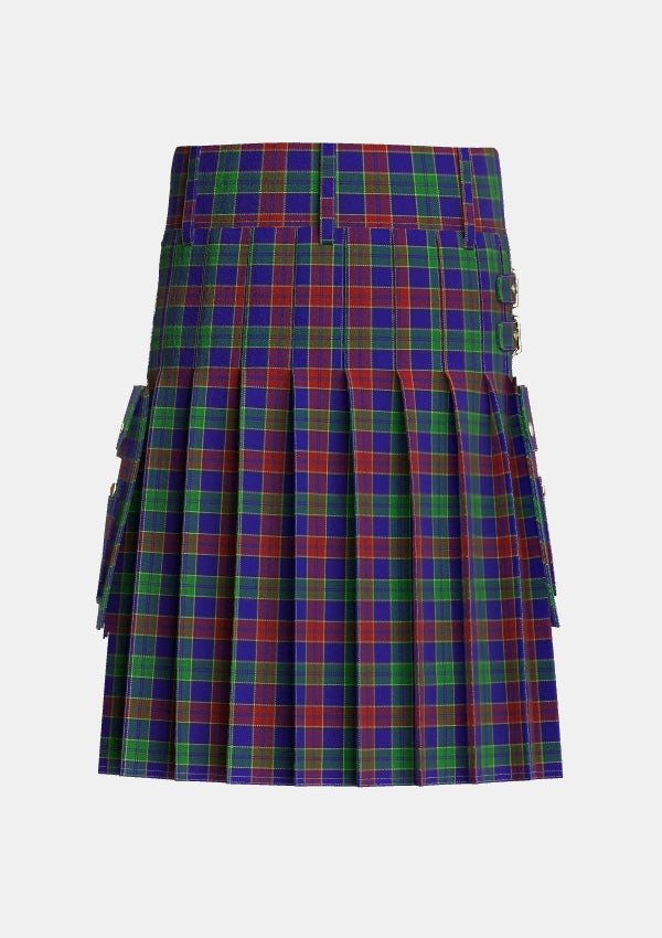 Utility_MacMichael_Tartan_2063_kilt_back_image_with_pleated_design_and_adjustable_buckles_for_men
