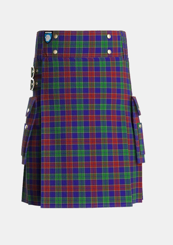 Utility_MacMichael_Tartan_2063_kilt_front_image_with_pleated_design_and_adjustable_buckles_for_men