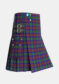 Utility_MacMichael_Tartan_2063_kilt_side_image_with_pleated_design_and_adjustable_buckles_for_men
