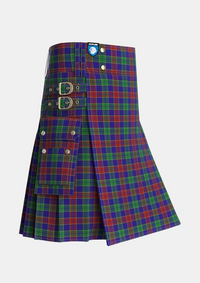 Utility_MacMichael_Tartan_2063_kilt_side_image_with_pleated_design_and_adjustable_buckles_for_men