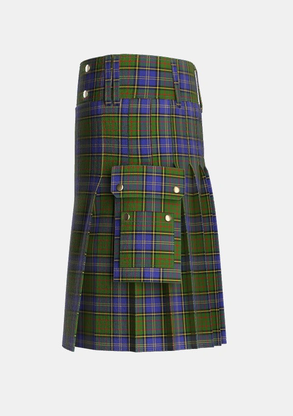 Utility_MacMillan_Hunting_2_Tartan_668_kilt_left_image_with_pleated_design_and_adjustable_buckles_for_men