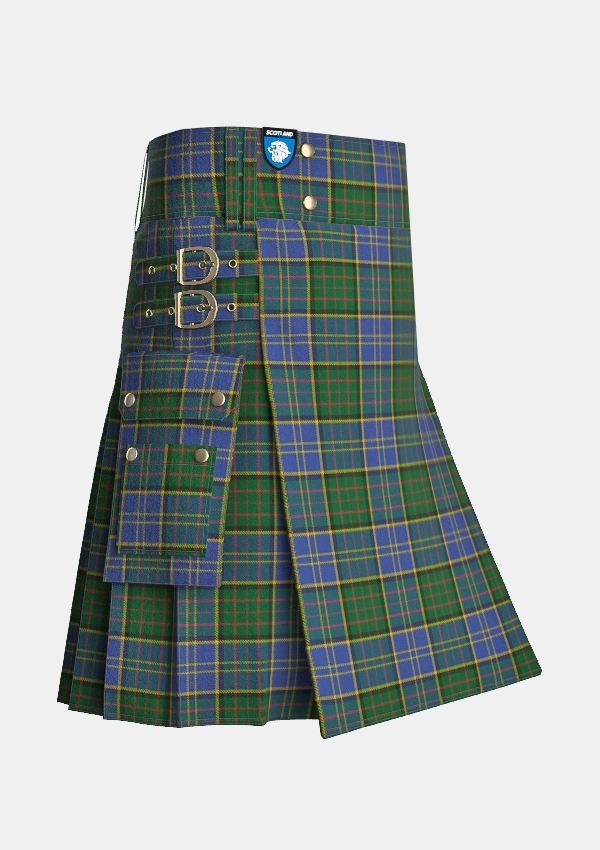 Utility_MacMillan_Hunting_Tartan_667_kilt_side_image_with_pleated_design_and_adjustable_buckles_for_men