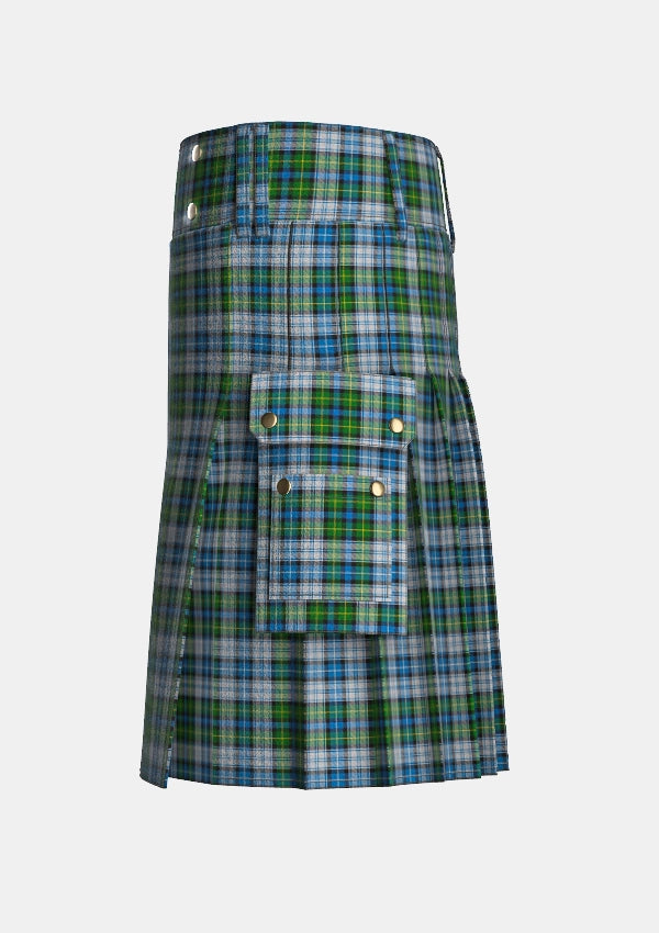 Utility_MacNeil_Dress_Tartan_1974_kilt_left_image_with_pleated_design_and_adjustable_buckles_for_men