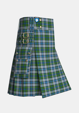 Utility_MacNeil_Dress_Tartan_1974_kilt_side_image_with_pleated_design_and_adjustable_buckles_for_men