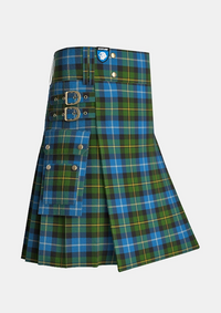 Utility_MacNeil_of_Barra_Tartan_1767_kilt_side_image_with_pleated_design_and_adjustable_buckles_for_men